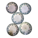 5 flat plates green iron earth earthenware from st amand