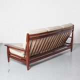 Brazilian modernist sofa cream leather Jean Gillon