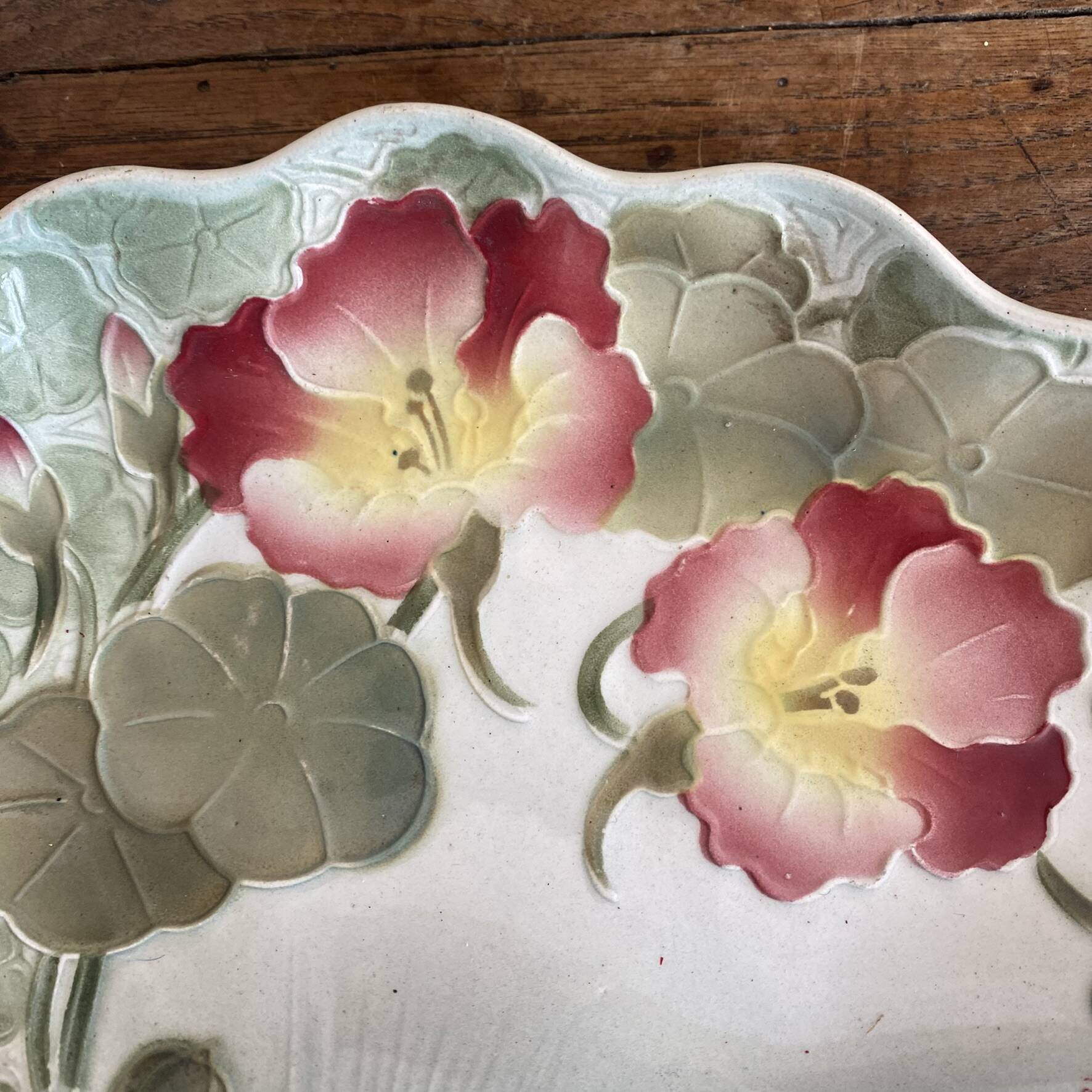 Art Nouveau barbotine serving platter