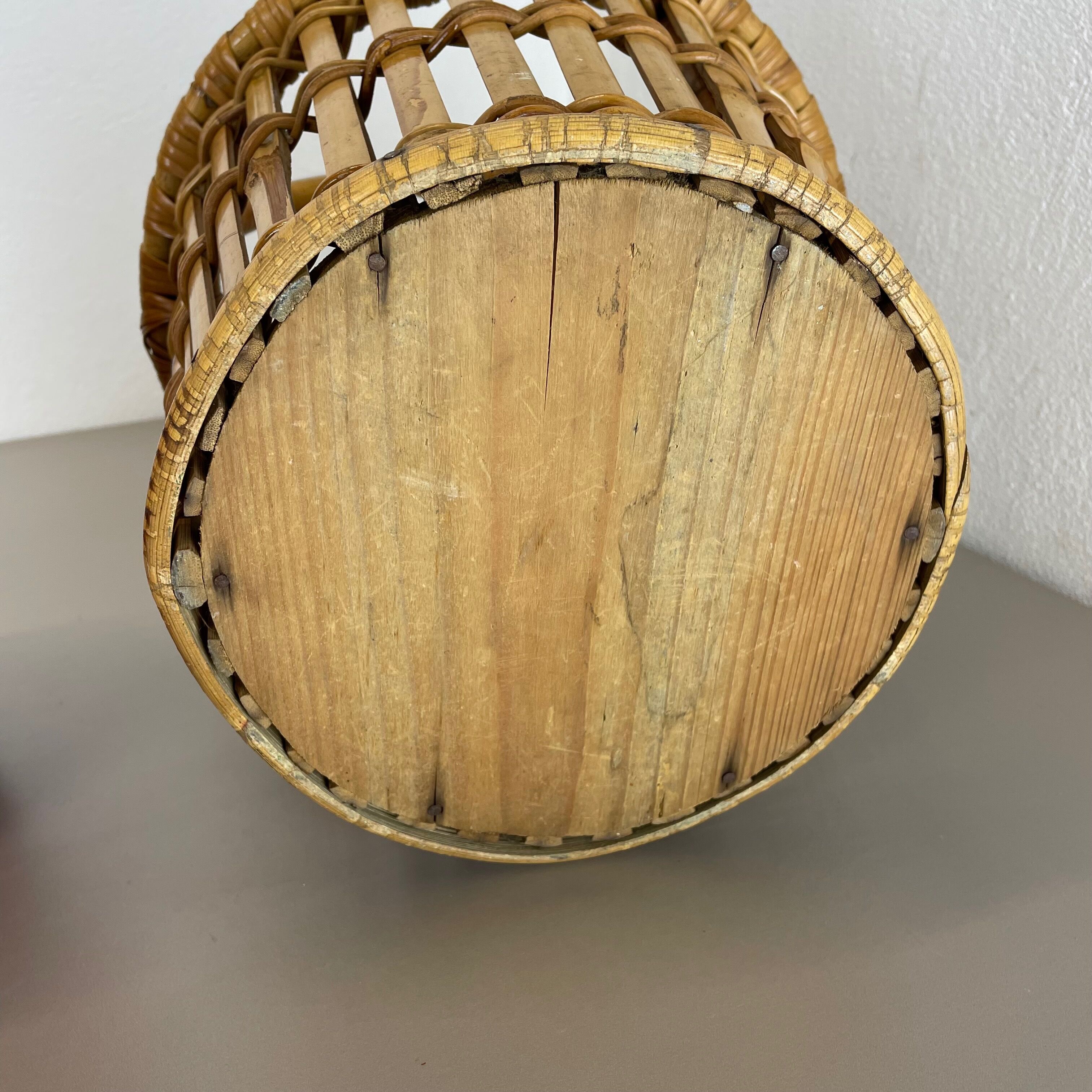 Minimalistic Bamboo Metal Planter Plant Stand Matégot Style, France, 1960s