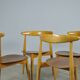 🟡 Beech & teak dining chairs, Hans J. Wegner & Fritz Hansen, Denmark 1950s