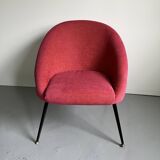 Hot Pink Post Modern Chair with Metal Legs, Vintage Space Age Armchair