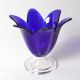 Cobalt Blue Vintage Glass Vase / Mid-century Tulip Flower Vase. Portugal