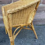 Vintage rattan gondola armchair 1980s