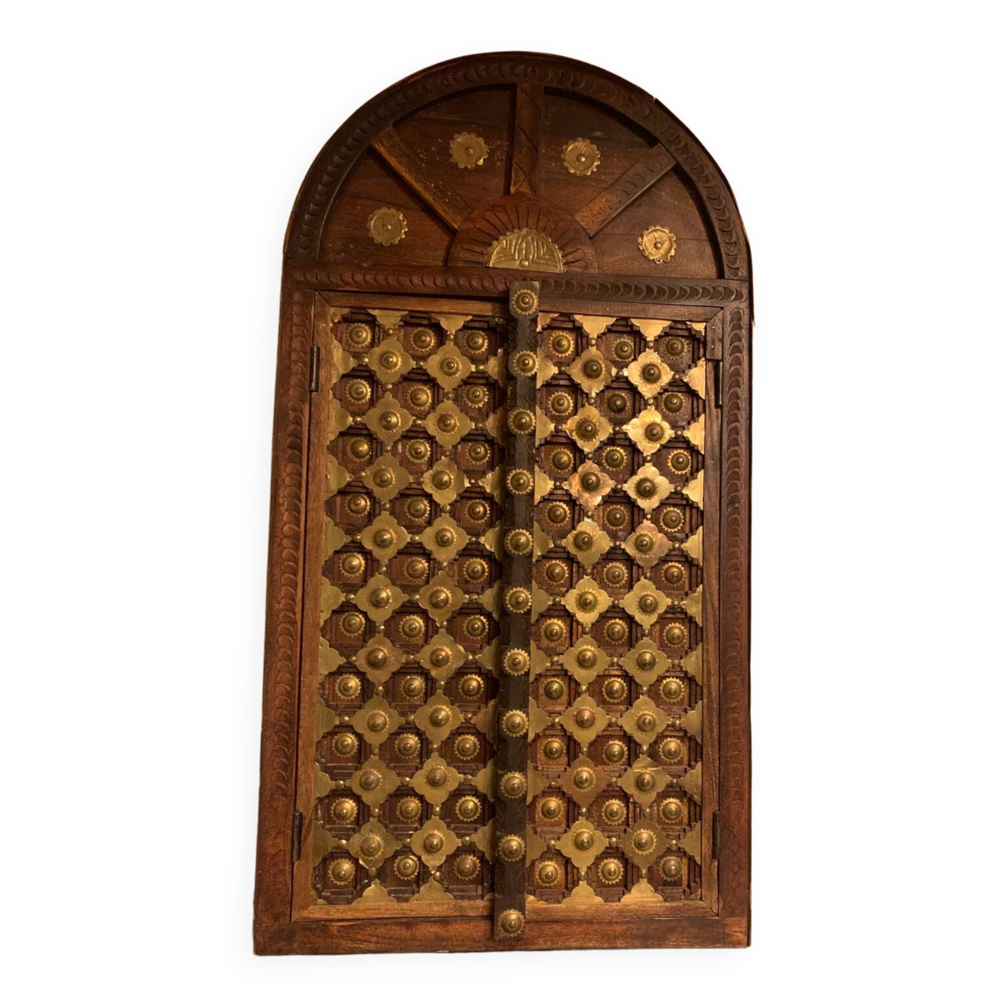 Porte fenêtre indien bois laiton