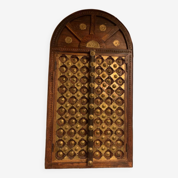 Indian wood and brass window door