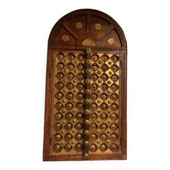 Indian wood and brass window door