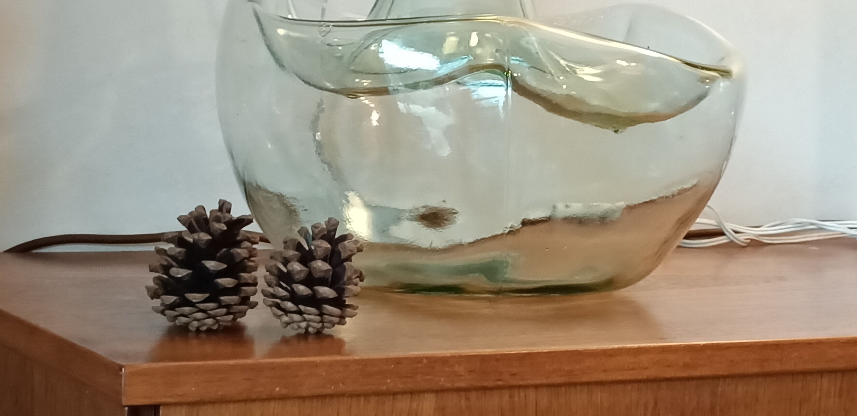 High glass lamp and vintage alpaca