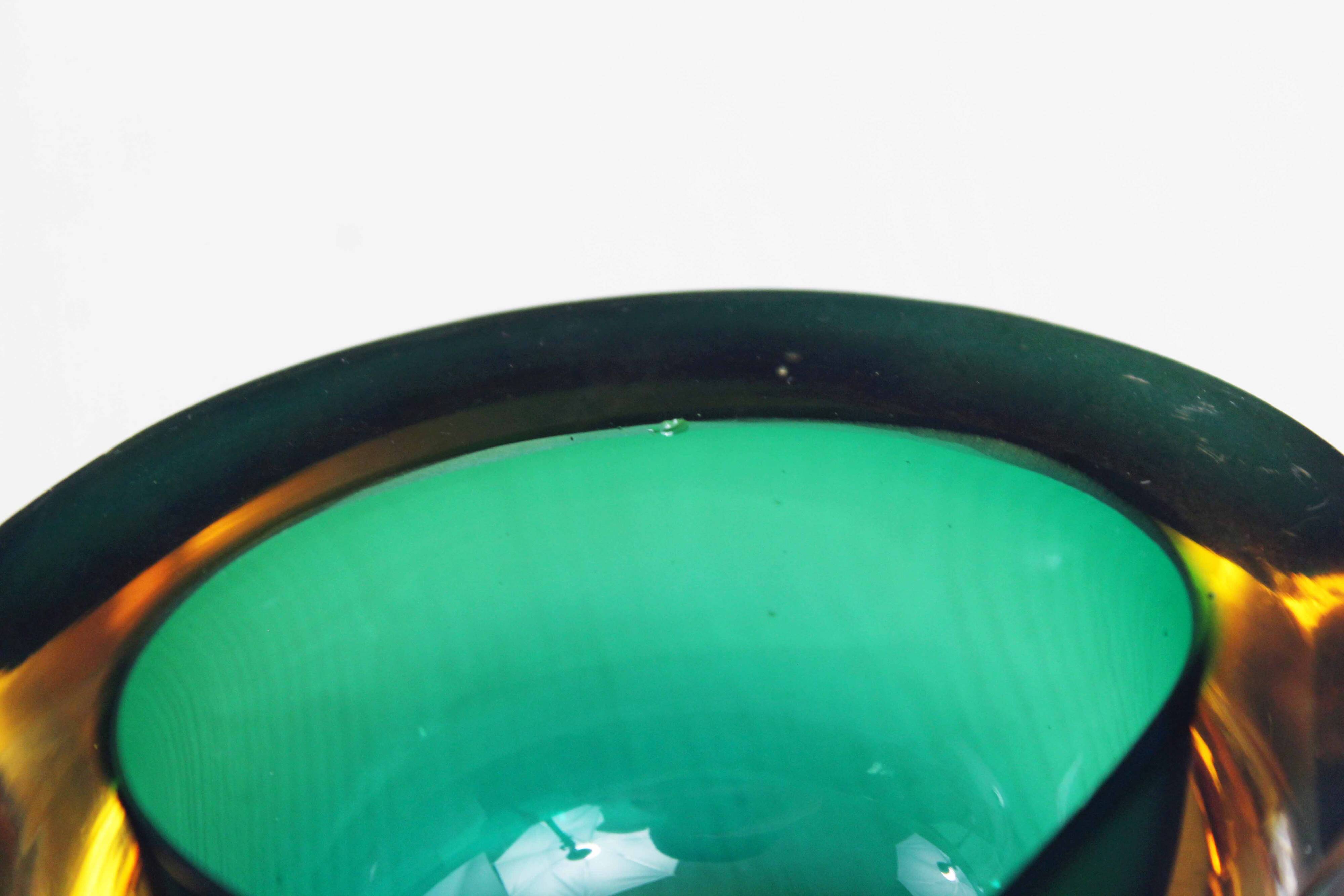 Emerald green Murano glass ashtray