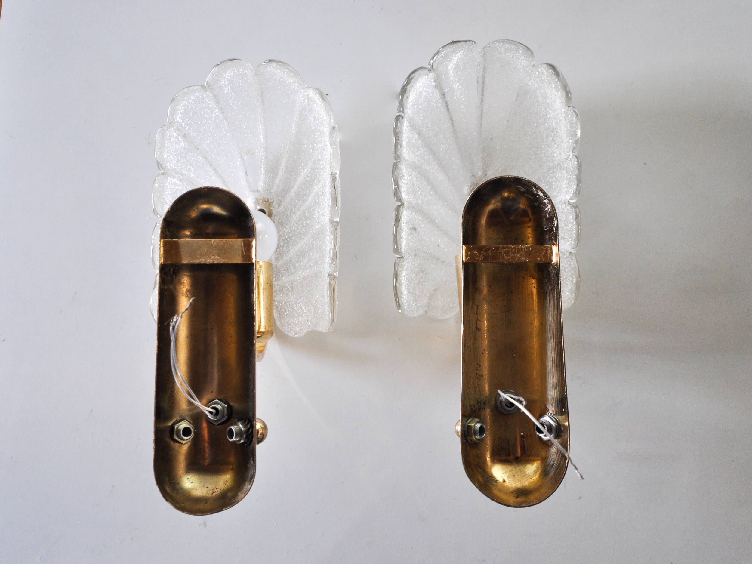 Pair of "leaf" wall lights by Carl Fagerlund, Murano glass, Germany, 1970