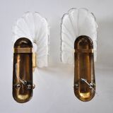 Pair of "leaf" wall lights by Carl Fagerlund, Murano glass, Germany, 1970