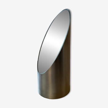 Lipstick mirror to stand in brushed aluminum