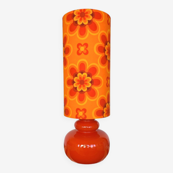 Lampe opaline orange Crush - tissu vintage