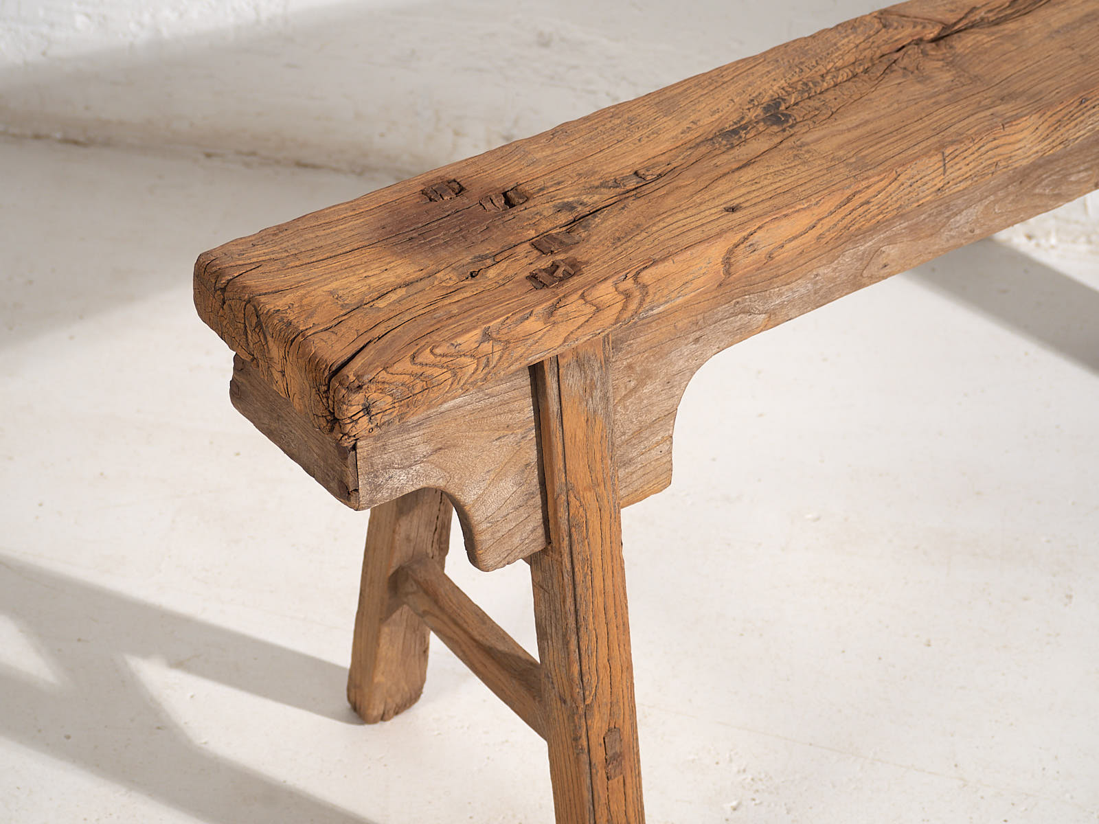 Antique Chinese bench with traditional assembly (c.1870)