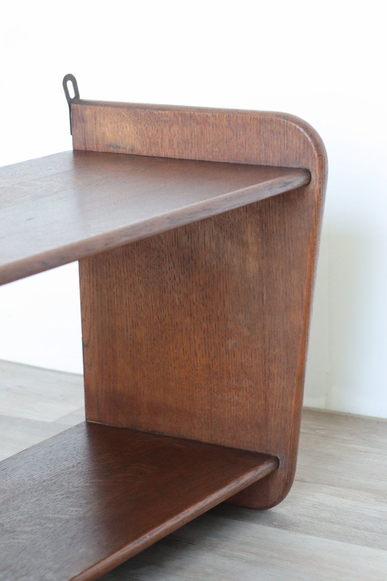 Vintage solid oak wall shelf, 1950