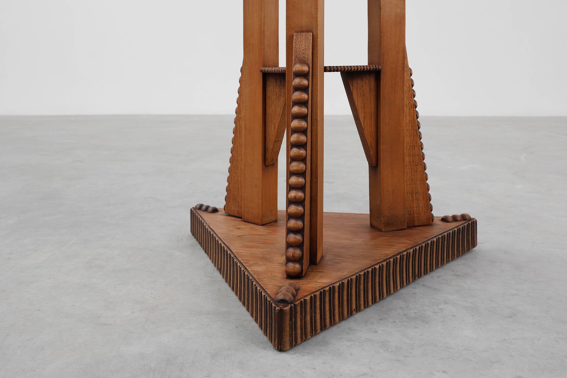 Art Nouveau Carved Wood triangular Side Table, France ca. 1915