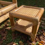 Vintage bed 160x200 and 2 bamboo bedsides