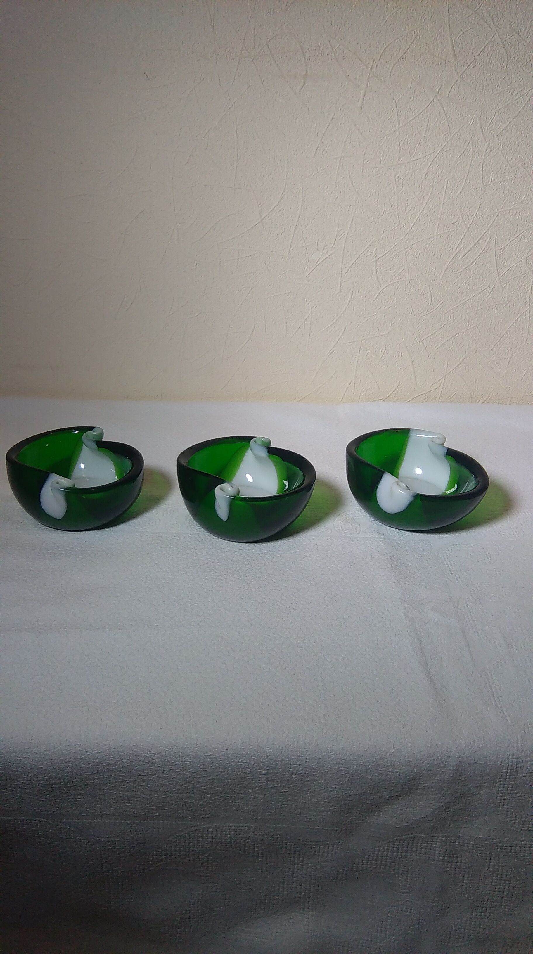 Series of three vacuum-pocket in early 1970s murano glass