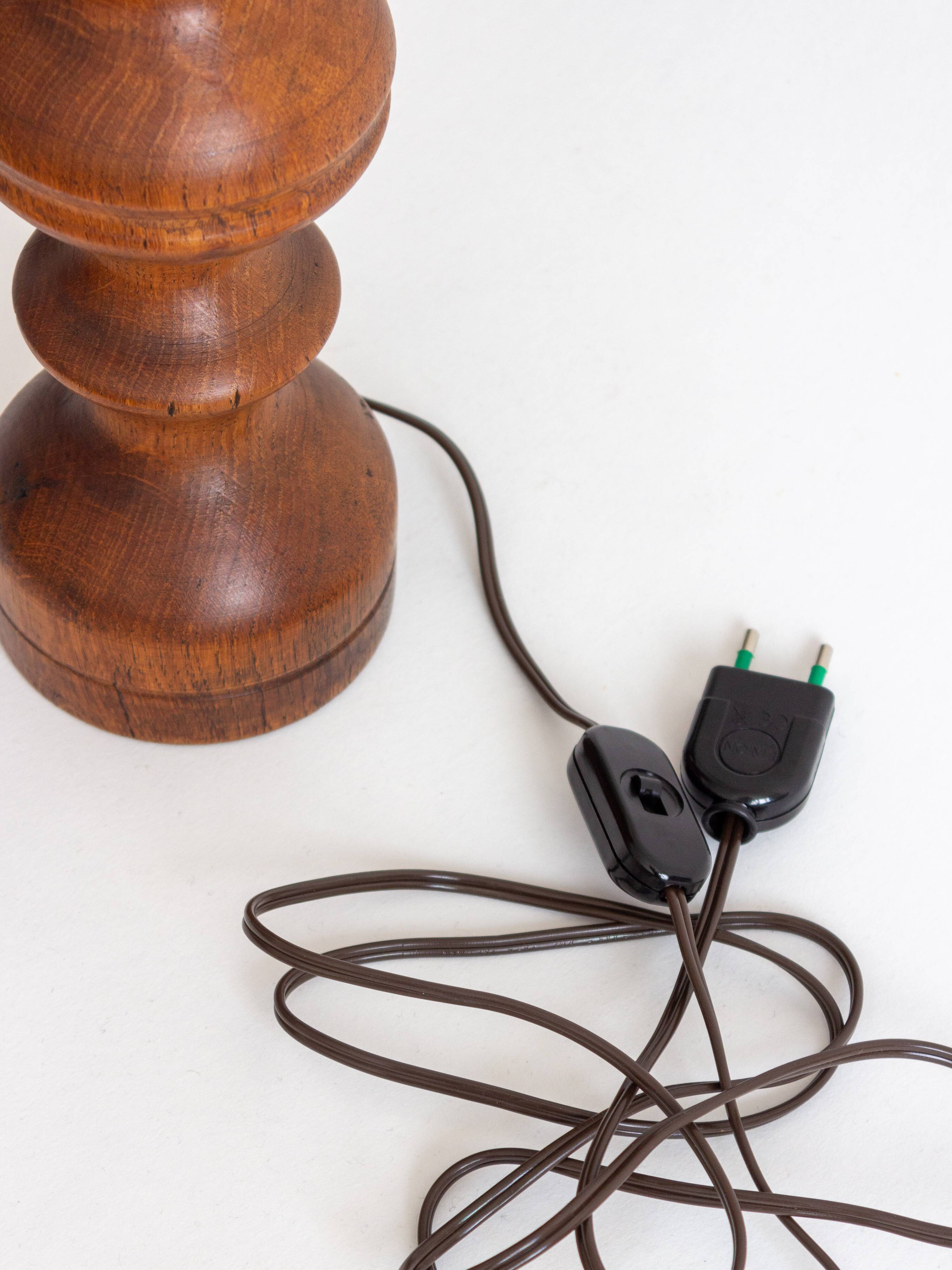 2 turned wooden lamp bases, 1940s-1960s