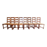 Set of 8 solid varnished oak chairs in excellent condition