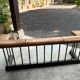 English fireplace bench – Club Fender – Tawny leather and brass –