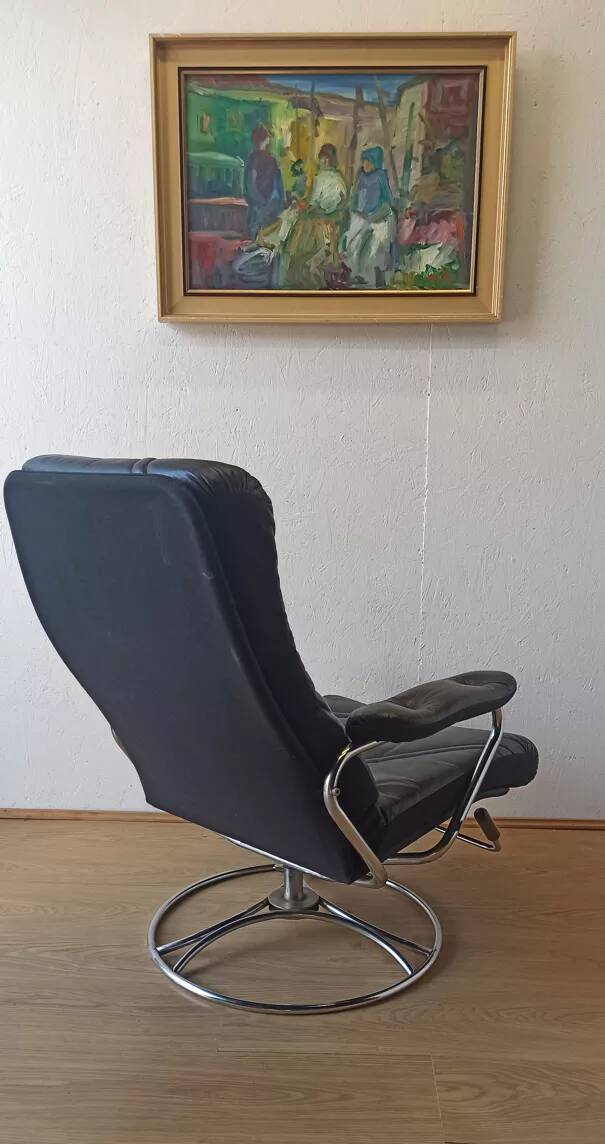 Scandinavian design leather armchair 70s