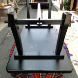 Black black brutalist table in elm