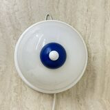 Vintage glass blue and white wall lamp sconce , 1970s