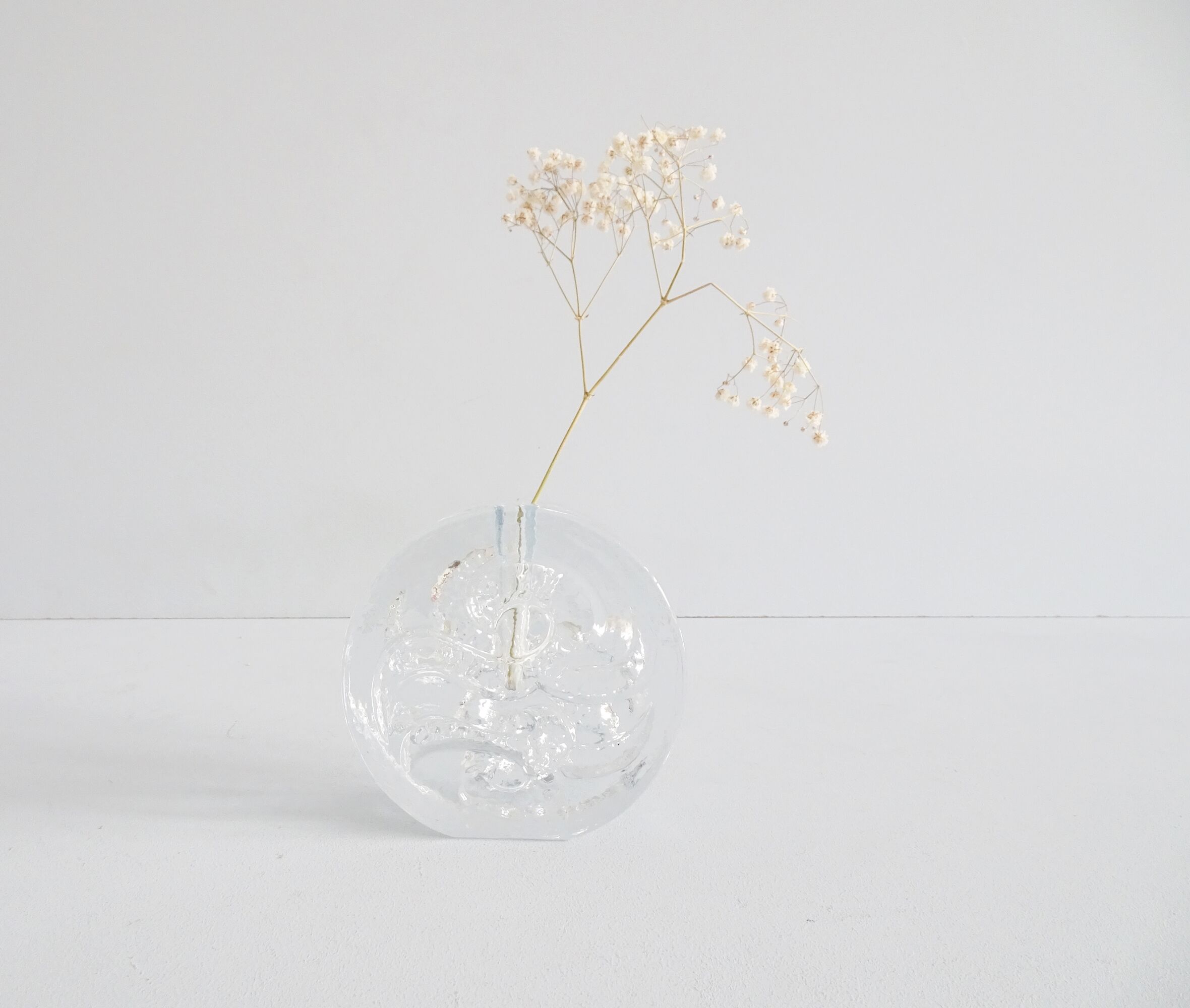 Block vase by Walther Glass vase with relief, Solifleur