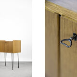 Vintage Mid-Century Modern Scandinavian Teak Wood Cabinet with Metal Hairpin Legs, 1960s