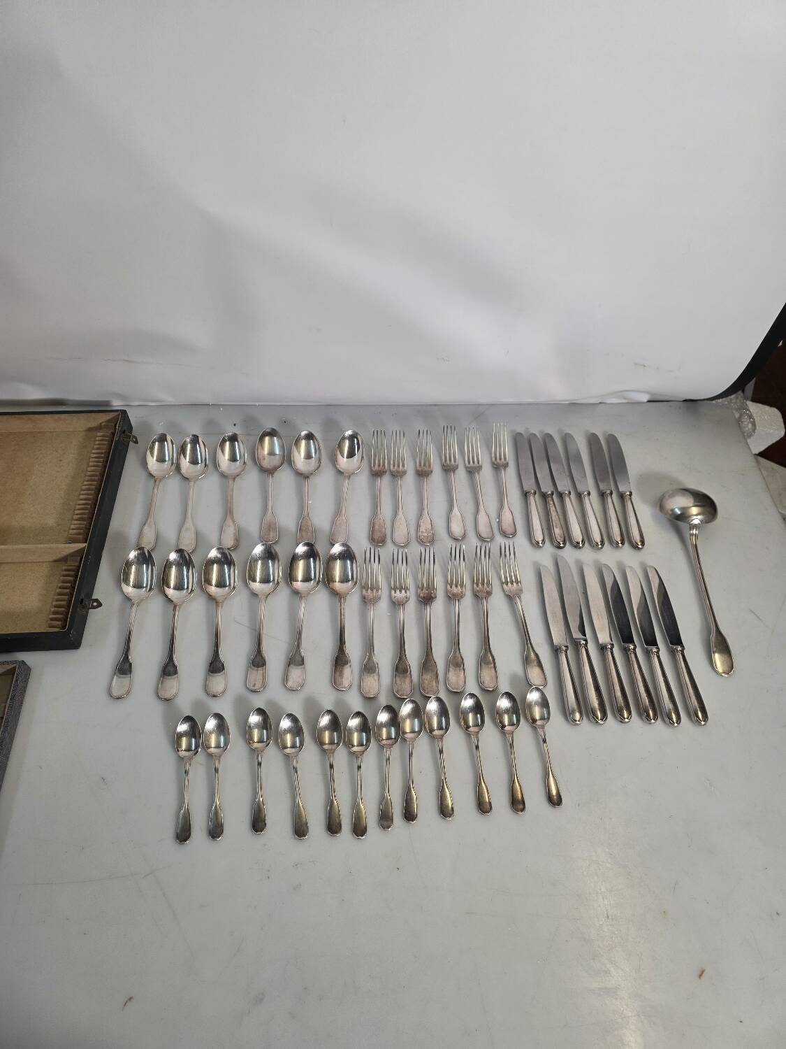 Christofle silver-plated cutlery set, 49 pieces with case.