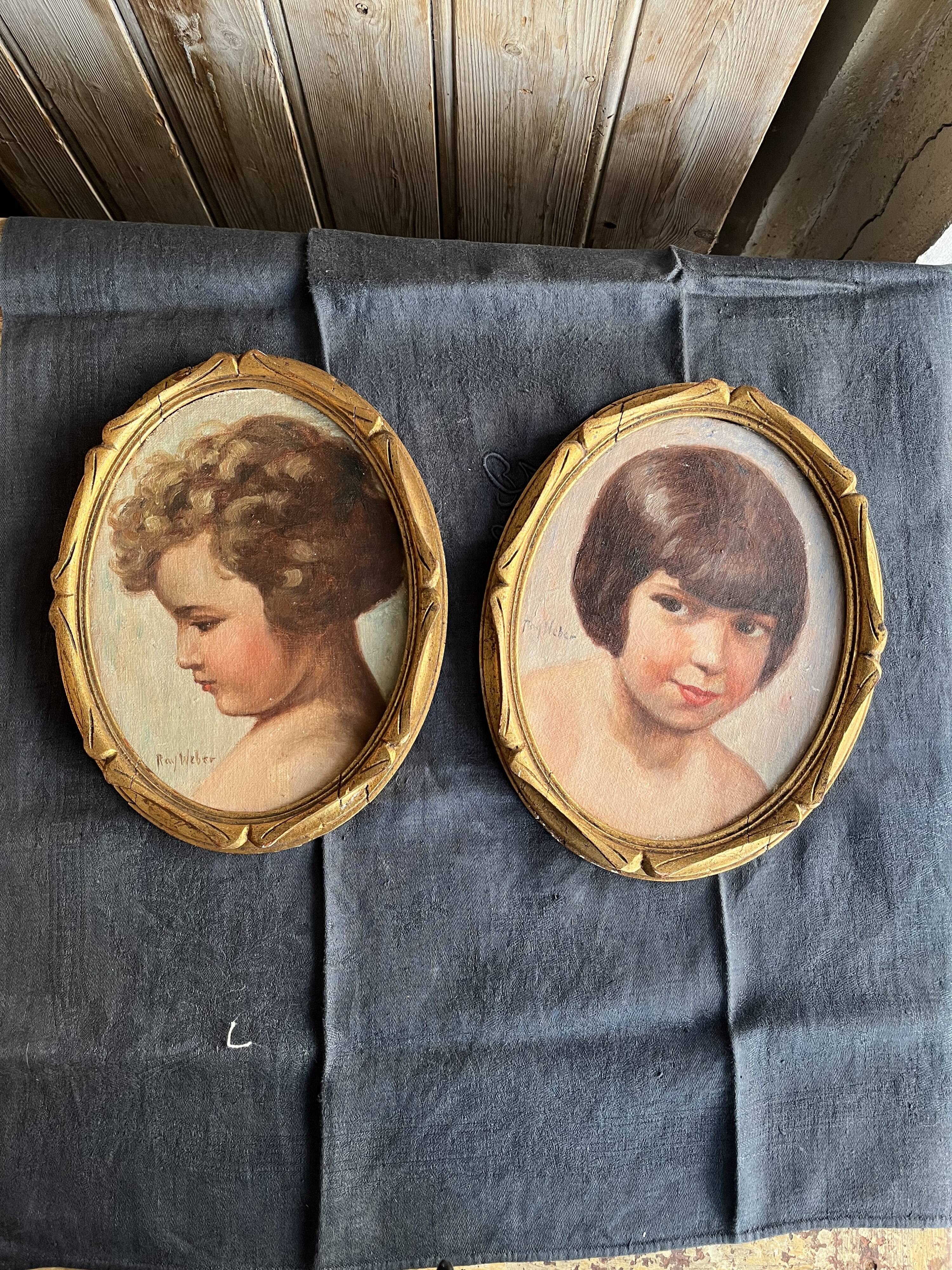 Pair of old portraits