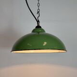 Industrial Green Enamel Factory Pendant Lamp, 1960s