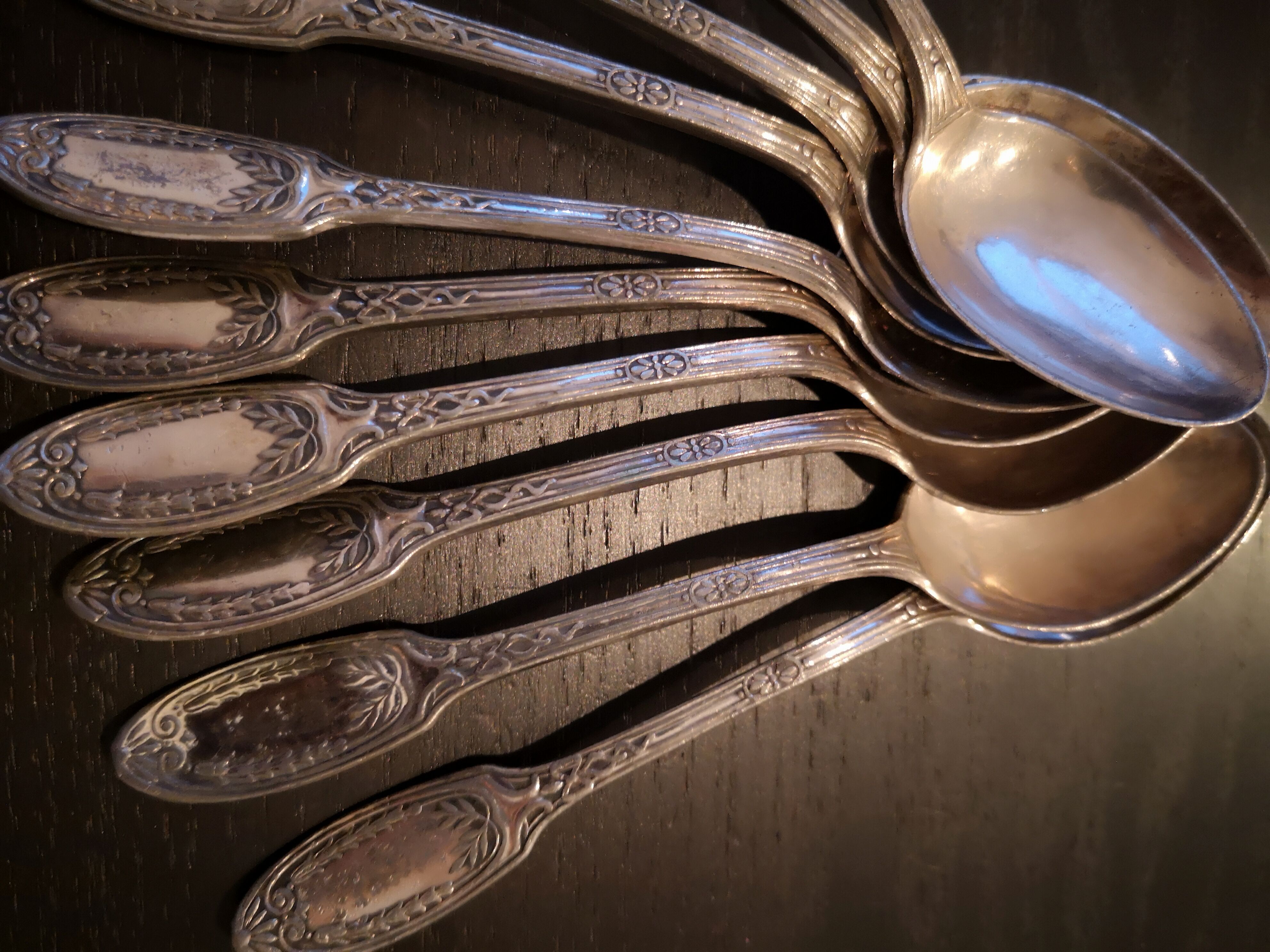 10 small silver metal spoons