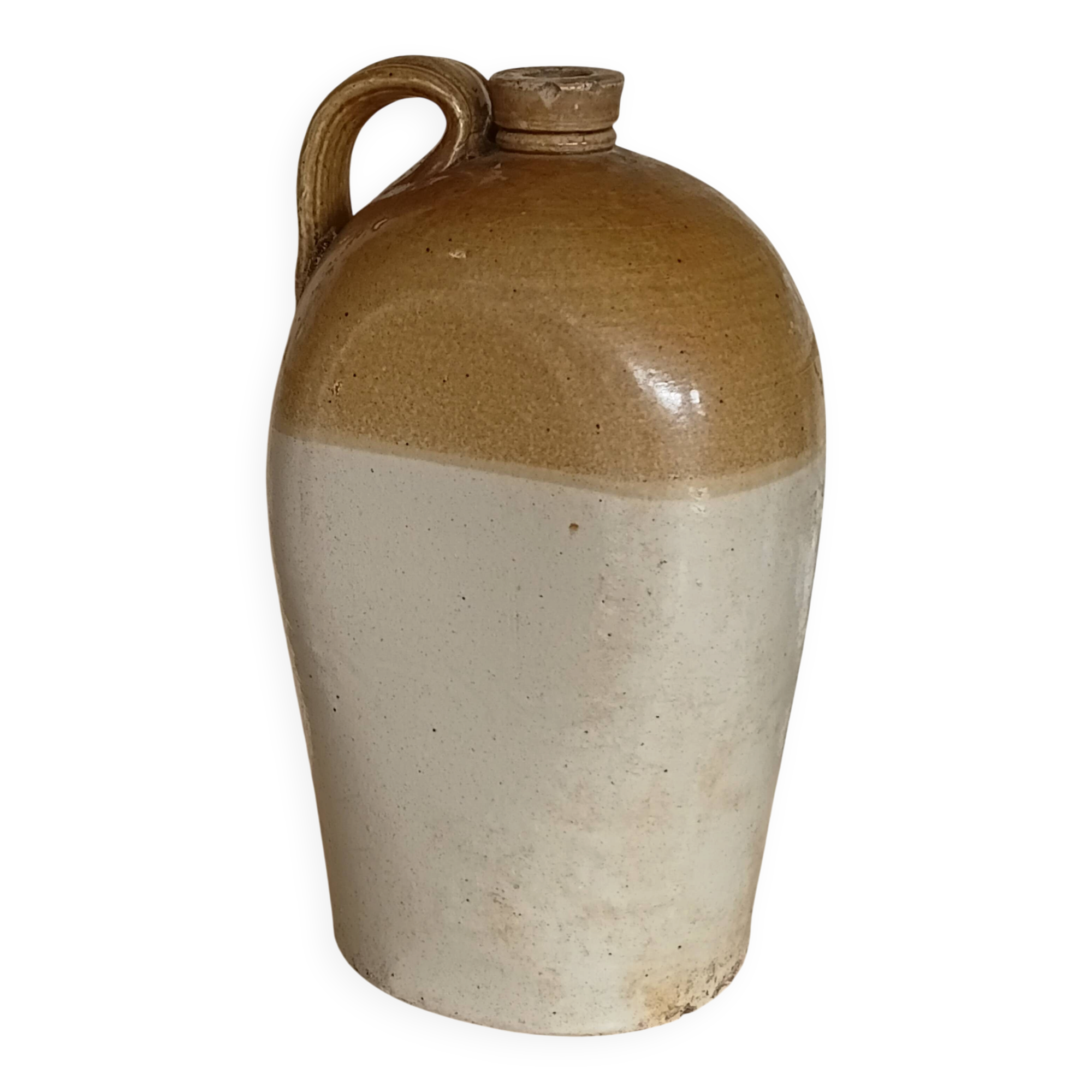 Flacon à whisky en grès de Bristol, à côtés plats, 2 gallons, victorien (vers 1900)