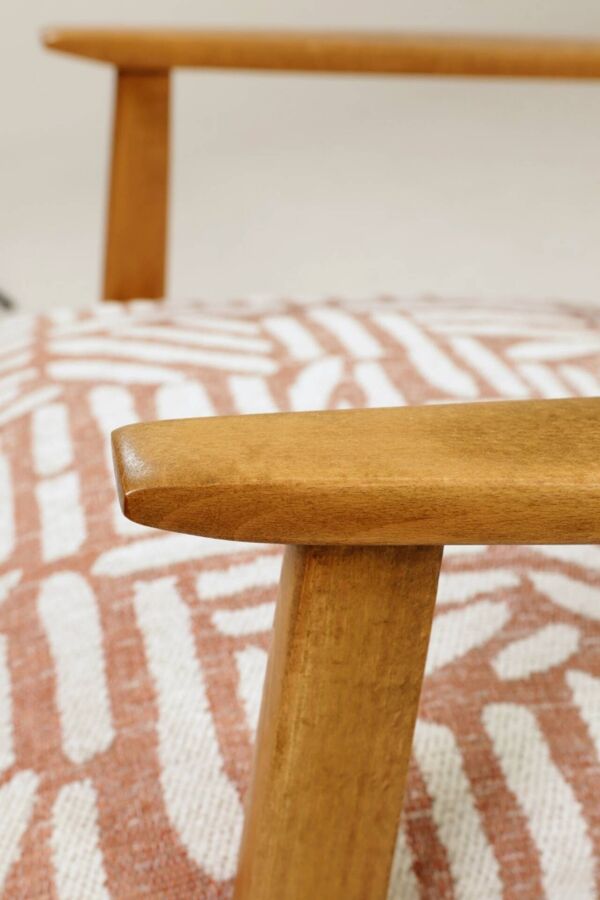 Fauteuil Vintage Design Corak Tissu Jacquard Rose Design MCM