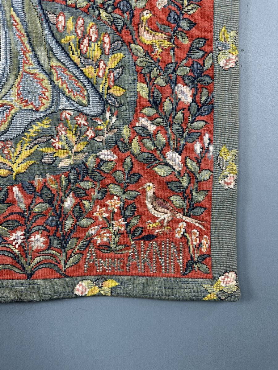 Medieval-style wall tapestry, courtly scene, 20th century