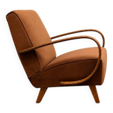 Chaises en bois courbé Jindřich Halabala des années 1930 en velours cognac