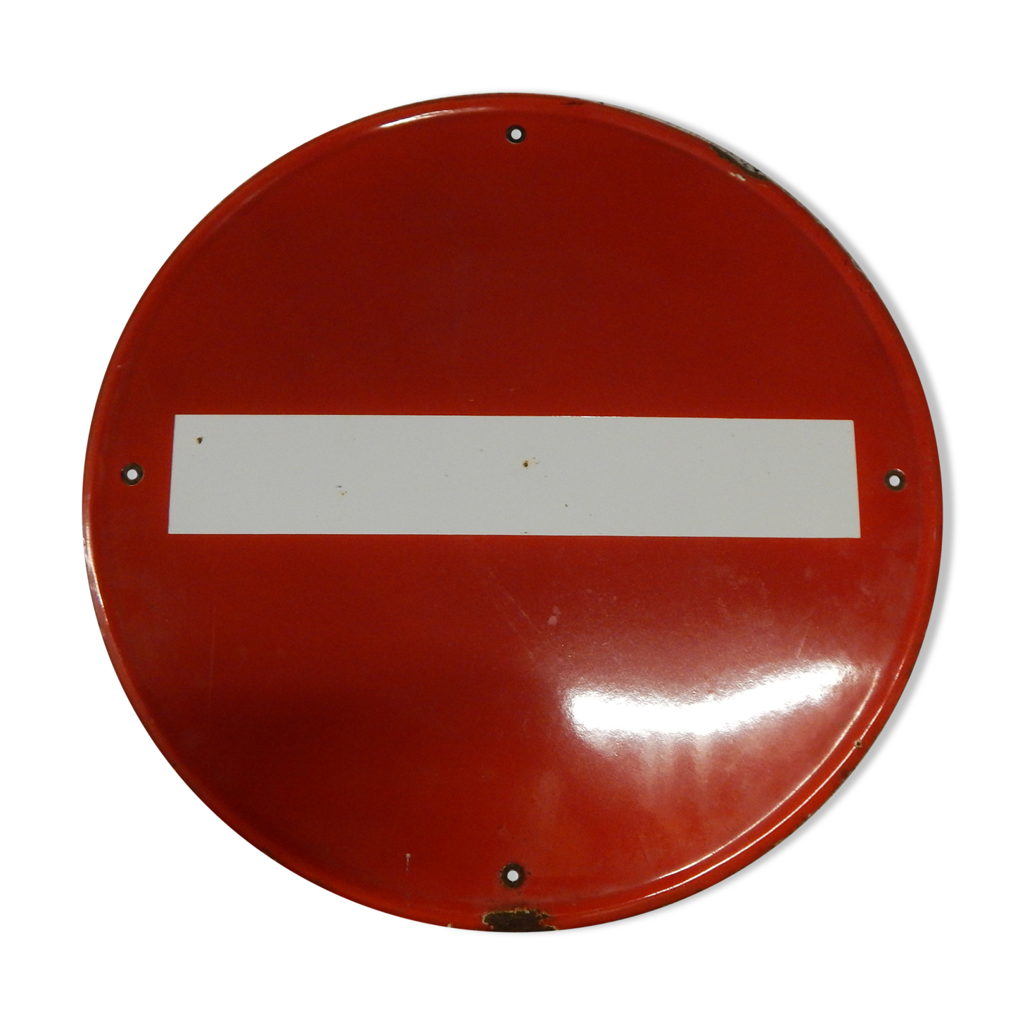 Old road sign enamelled one-way