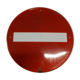 Old road sign enamelled one-way