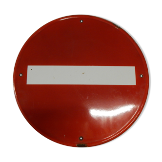 Old road sign enamelled one-way