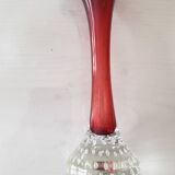 Soliflore vase aseda suede 1970s bones model - calibrated bubbles - ruby color