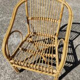 Ensemble fauteuils en rotin et table basse