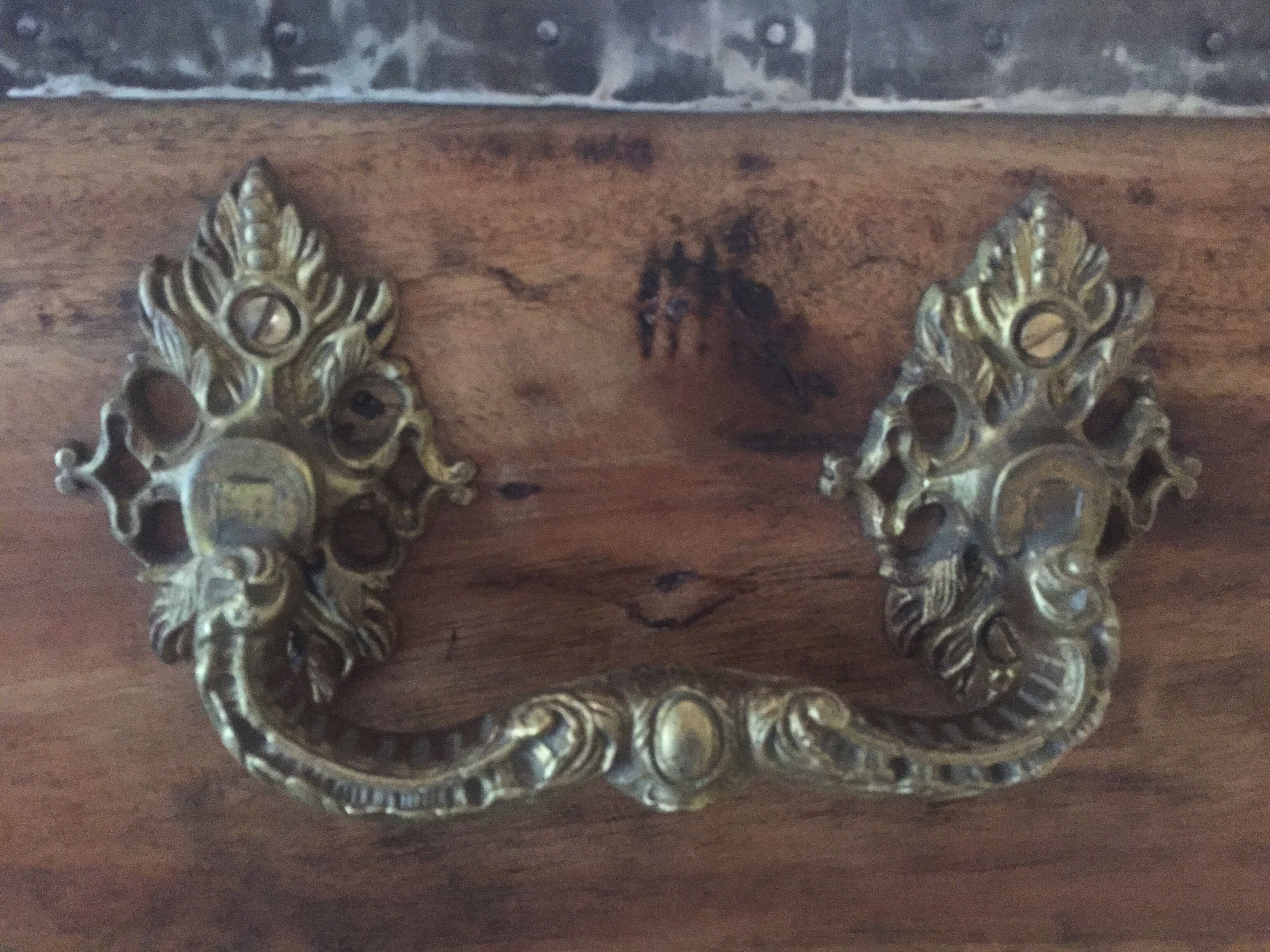 Old trunk in camphier and brass