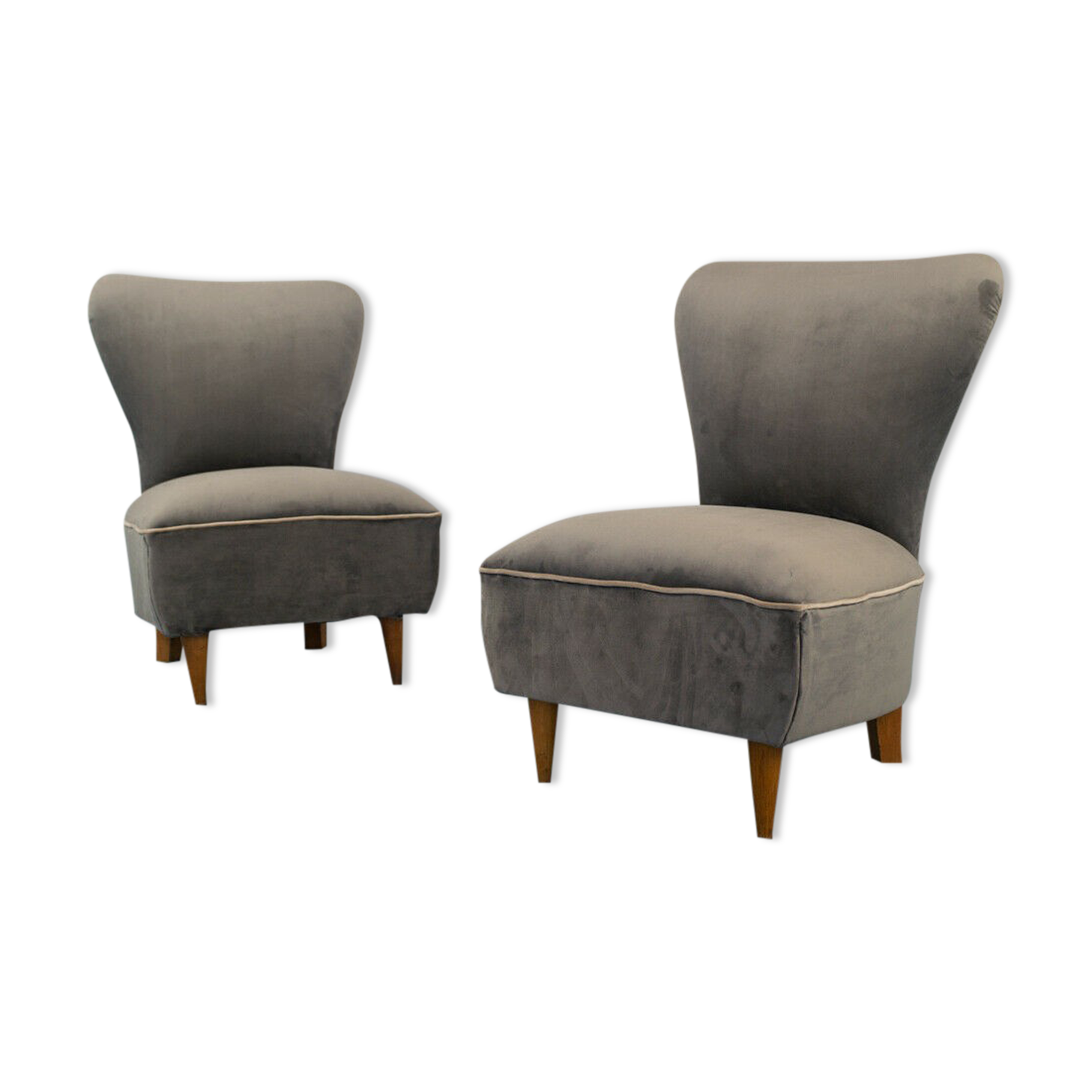 Set of 2 armchairs armchairs wood velvet design 50s vintage modern