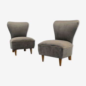 Set of 2 armchairs armchairs wood velvet design 50s vintage modern
