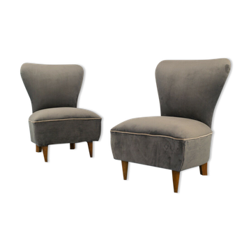 Set of 2 armchairs armchairs wood velvet design 50s vintage modern