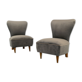 Set of 2 armchairs armchairs wood velvet design 50s vintage modern