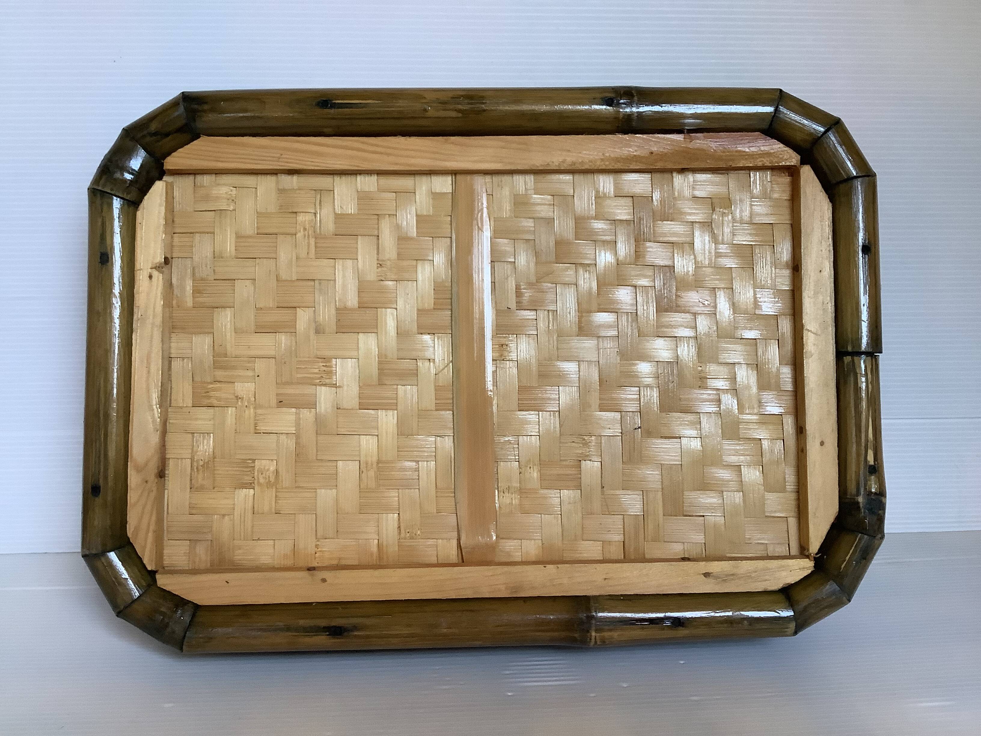 Vintage bamboo rattan tray
