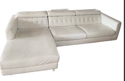 Leather sofa, white leather corner sofa